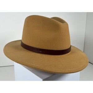 Brixton Mustard Yellow Fedora Hat 7 1/4 Medium Wool Classic 2.5 in Brim Size